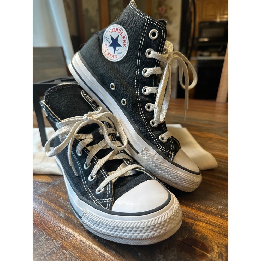 Converse Chuck Taylor All Star High Top Sneakers Black White Canvas Men 5 or W 7 - Picture 1 of 10